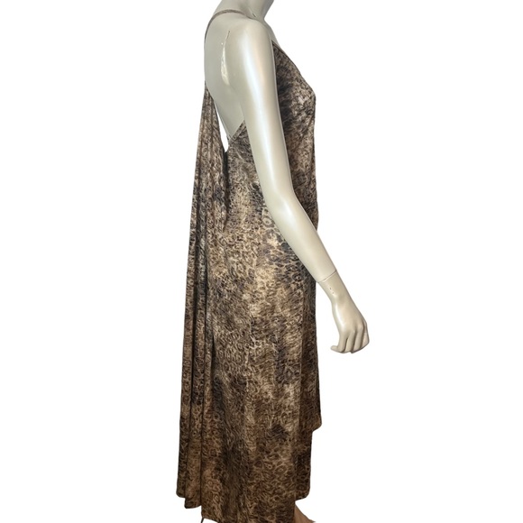 Go Couture Brown Animal Print Spaghetti strap Grecian Style Dress - Picture 5 of 8